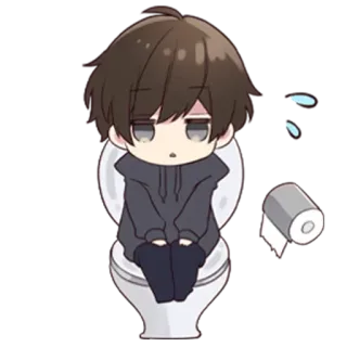 💦 Toilette, Assis, Anime, Épuisé, Triste, Manga telegram sticker