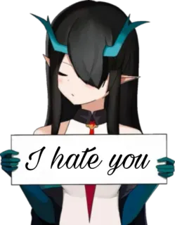 😡 I hate you 动漫, 恶魔, 恶鬼, 角, 女孩, 仇恨 telegram sticker