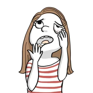 😲 Cartoon, Femme, Triste, Pleurs, Stress, Émotion, Contrariée, Épuisée telegram sticker