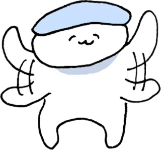 👻 可爱, 卡哇伊, 贴纸, 卡通, 人物, 白色, 蓝色 telegram sticker