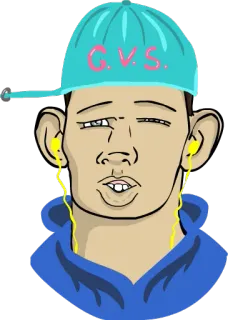 🤙 G.V.S. cartoon, character, youth, cap, headphones telegram sticker