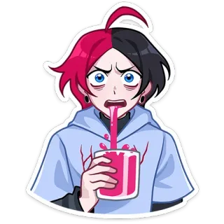 🧃 만화, 애니메이션, 붉은 액체, 캐릭터, 감정적인 telegram sticker