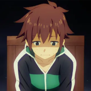 ⚔️ Kazuma Konosuba 动漫, 困惑, 表情包, 反应, 表情, 和真 telegram sticker