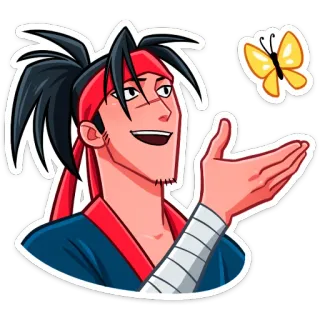 🦋 pria, karakter, kupu-kupu, kartun, stiker, ilustrasi, anime telegram sticker