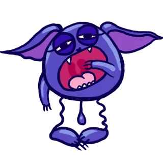 😴 morcego, monstro, desenho animado, sonolento, bocejo, fofo, animal telegram sticker