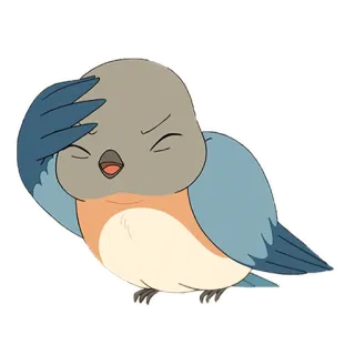 🤭 pájaro, dibujos animados, enojado, molesto, azulejo, lindo telegram sticker