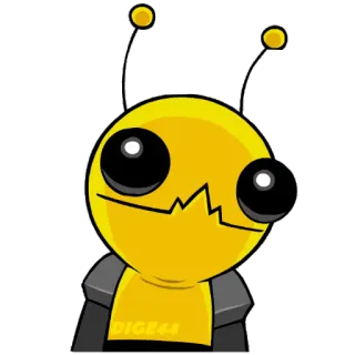 😶 cartoon, character, yellow, bug, antena, digital48 telegram sticker