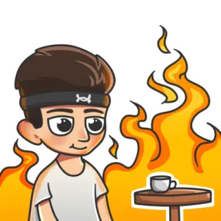 🔥 fuego, persona, dibujo animado, llama, taza telegram sticker