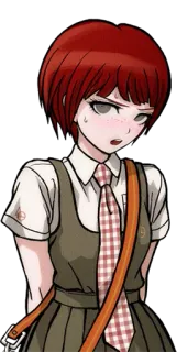😳 Mahiru Koizumi Danganronpa animé, cheveux roux, uniforme scolaire, Danganronpa, Mahira Koizumi, personnage telegram sticker