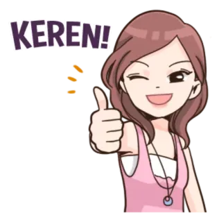 👍 KEREN! Frau, Daumen hoch, Keren, Exzellent, Ok, Gut telegram sticker