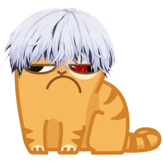 🤨 Ken Kaneki Tokyo Ghoul Anime, Manga, Charakter, Rotes Auge, Katze, Lustig, Meme whatsapp sticker