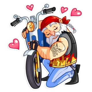 🤗 Motociclista, Moto, Teschio, Amore, Cuori, Uomo, Tatuaggio whatsapp sticker