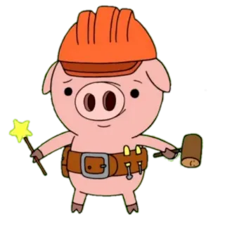 👷 Schwein, Cartoon, Bau, Helm, Magie telegram sticker