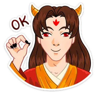 👌 OK cartoon, ok gesture, horns, anime, demon, sticker telegram sticker