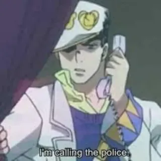 👮‍♂ Jotaro Kujo JoJo's Bizarre Adventure I'm calling the police. anime, manga, le bizzarre avventure di jojo, jotaro kujo, chiamare la polizia, telefono whatsapp sticker