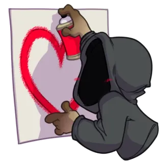 😍 graffiti, spray paint, heart, hoodie, street art, artwork, stencil telegram sticker