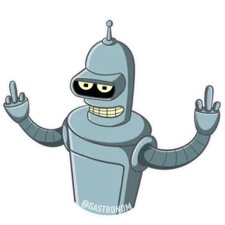 🖕 Bender Futurama robot, jari tengah, futurama, kartun, menyinggung whatsapp sticker