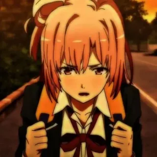 🖇 Yui Yuigahama My Teen Romantic Comedy SNAFU Anime, Meisje, Schooluniform, Boos, Tiener, Leuk, Yui Yuigahama telegram sticker