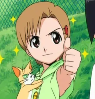 👍 anime, figur, katze, daumen hoch, positiv, cartoon, sticker telegram sticker