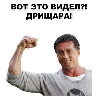 💪 ВОТ ЭТО ВИДЕЛ?
ДРИЩАРА! slyvester stallone, actor, muscles, russian, text telegram sticker