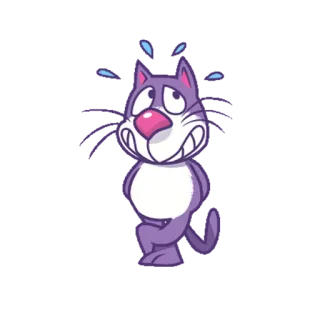 😅 gatto, animale, cartone animato, adesivo, preoccupato, paura, viola telegram sticker