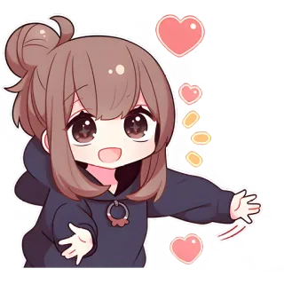 🤗 Anime meisje, Harten, Leuk, Kawaii, Chibi, Cartoon, Sticker telegram sticker