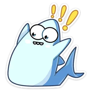 😳 Dibujo animado, Tiburón, Sorpresa, Lindo, Pegatina telegram sticker
