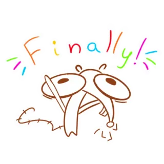 😞 Finally! celebrazione, successo, cartone animato, ratto, entusiasmo telegram sticker