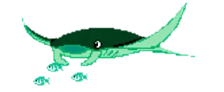 💚 fish, sea creature, animal, cartoon, pixel art telegram sticker
