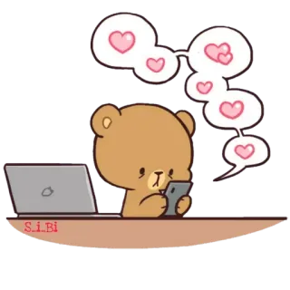 💞 S_i Bi 熊, 心, 笔记本电脑, 手机, 可爱, 爱, 卡通 telegram sticker