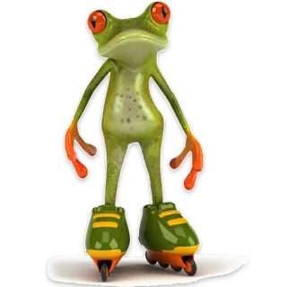 🏀 żaba, rolki, kreskówka, zwierzę, jazda na rolkach, płaz telegram sticker