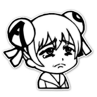 😢 Anime Mädchen, Traurig, Cartoon, Süß, Schwarzweiß, Sticker telegram sticker
