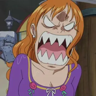 👑 Nami One Piece Anime, Dessin animé, En colère, Personnage féminin, Nami whatsapp sticker