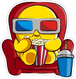 🍿 Emoji, Cinema, Popcorn, Film, Occhiali 3D, Bevanda, Intrattenimento telegram sticker