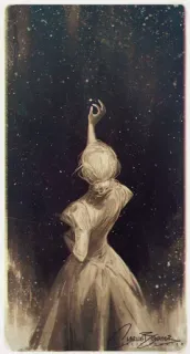 🎇 dress, woman, stars, vintage, art, sky, celestial whatsapp sticker