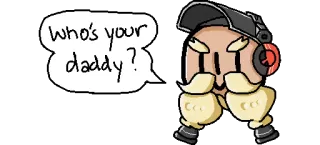🙃 Who's your daddy? мультфильм, вопрос, папа, персонаж whatsapp sticker