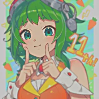 😚 11th! Anime, Cartone animato, Capelli verdi, Personaggio, Illustrazione telegram sticker