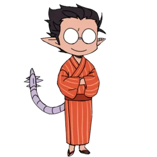 ☺️ anime, cartoon, demon, glasses, kimono telegram sticker