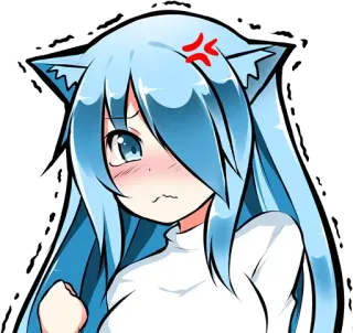 👊 Anime, Ragazza gatto, Cartone animato, Carino, Manga, Arrabbiato whatsapp sticker