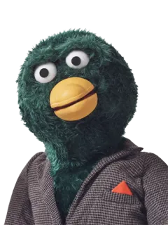 🙃 Duck Don't Hug Me I'm Scared Puppe, Vogel, Ente, Grün, Figur, Fernsehsendung telegram sticker