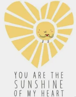 💛 YOU ARE THE SUNSHINE OF MY HEART Sonne, Herz, Sonnenschein, Liebe, Gelb, Süß, Cartoon whatsapp sticker