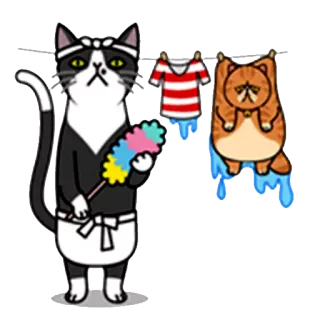 😐 кот, уборка, аниме, мультфильм whatsapp sticker