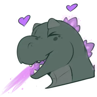 🔥 Godzilla godzilla, monster, dinosaur, kaiju, hearts, cute whatsapp sticker