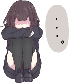 😣 fille anime, triste, émoticône, émotionnel telegram sticker
