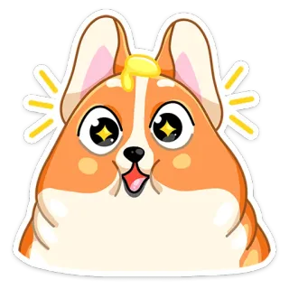 🤩 คอร์กี้, หมา, น่ารัก, การ์ตูน, สัตว์, เนย telegram sticker
