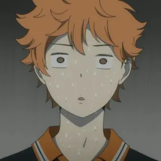 ⚰ Hinata Shoyo Haikyuu!! Anime, Haikyuu, Hinata Shoyo, Chocado, Suando, Preocupado, Desenho animado telegram sticker
