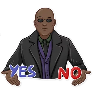 ❓ Morpheus The Matrix YES NO มอร์เฟียส, เมทริกซ์, ตัวเลือก, ใช่, ไม่ใช่, การตัดสินใจ telegram sticker