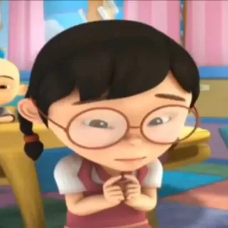 👧 Mei Mei Upin & Ipin Cartoon, Figur, Brille, Mädchen, Anime telegram sticker