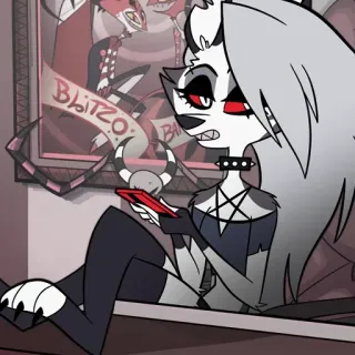 🤨 Loona Helluva Boss Blitzø Loona, Helluva Boss, Caricatura, Animado, Demonio, Perro del infierno whatsapp sticker