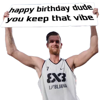 🎂 happy birthday dude you keep that vibe verjaardag, basketballer, feest, groet telegram sticker